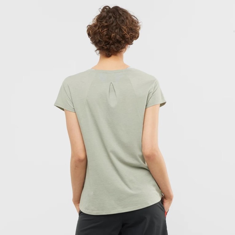 Camiseta Salomon Essential Shaped Corta Sleeve Mujer Verde Menta | MX VZOS981